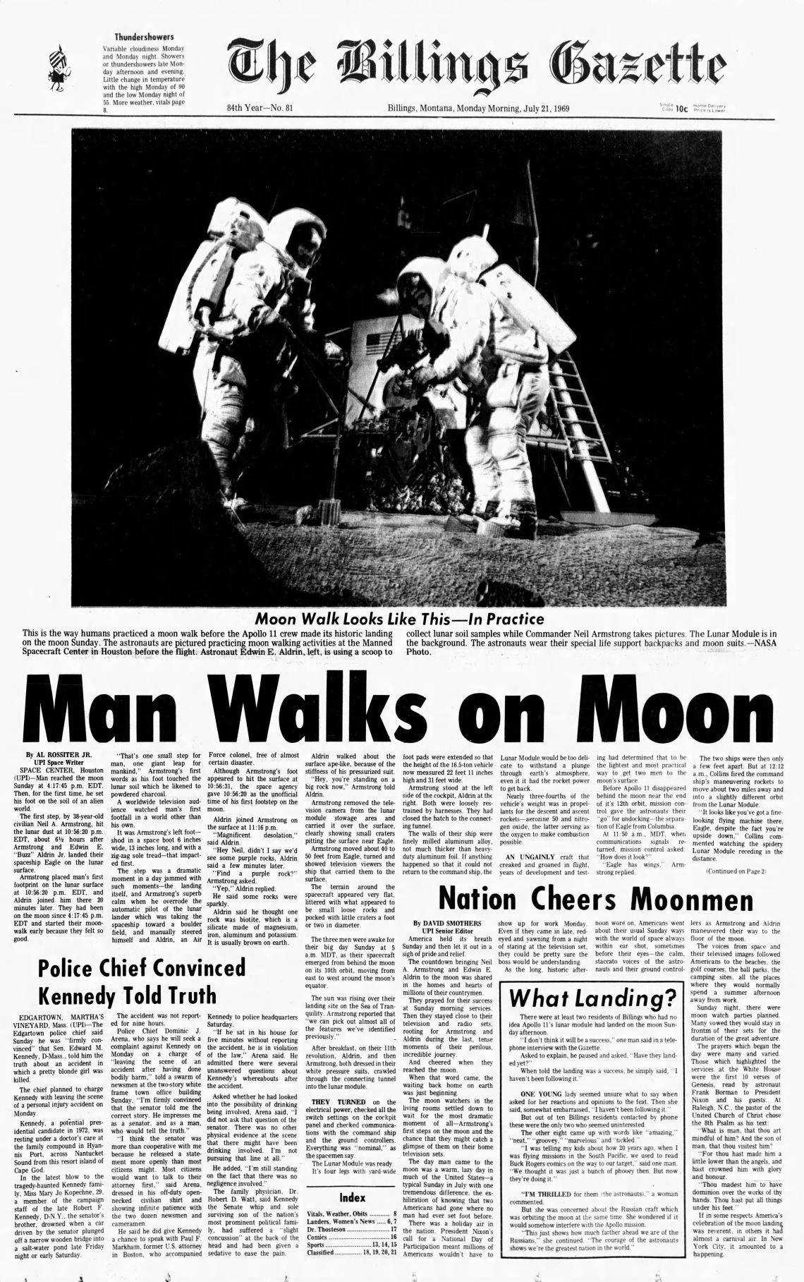 "Man walks on Moon"
